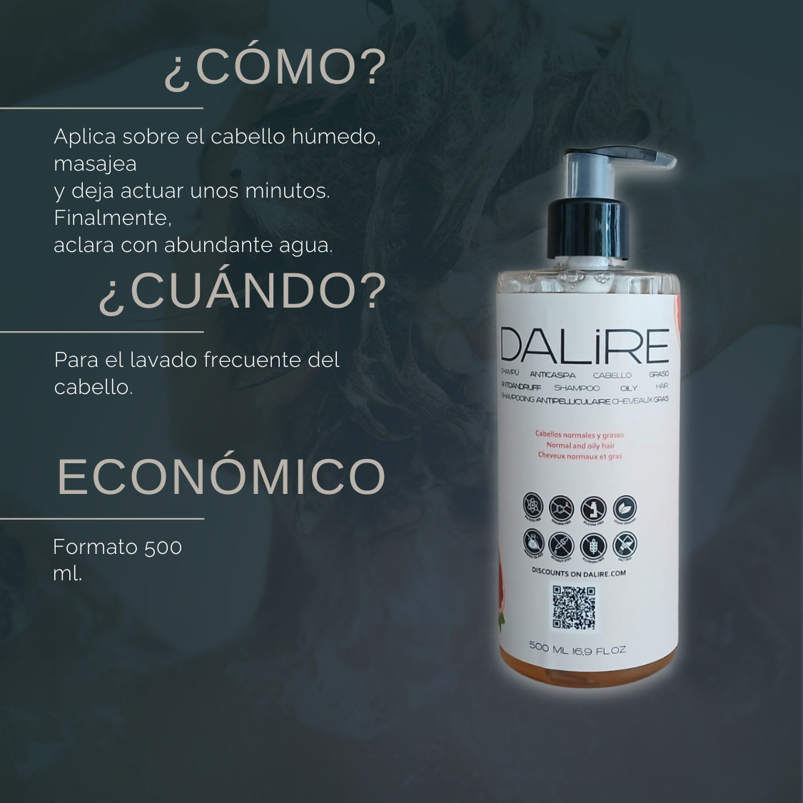 Champú Anticaspa cabellos GRASOS sin Sulfatos - 500ml