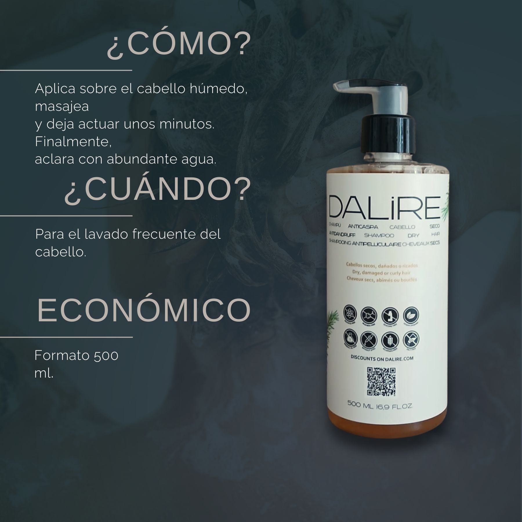 Champú Anticaspa cabellos normales y secos sin Sulfatos ni Siliconas - 500ml