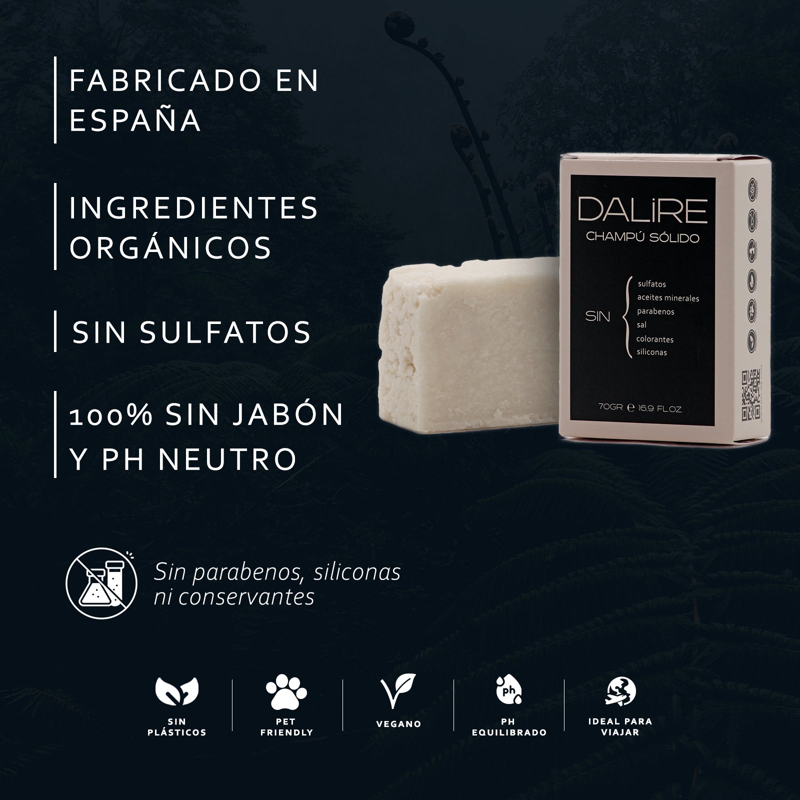 Champú Solido DALIRE sin plásticos - 70gr