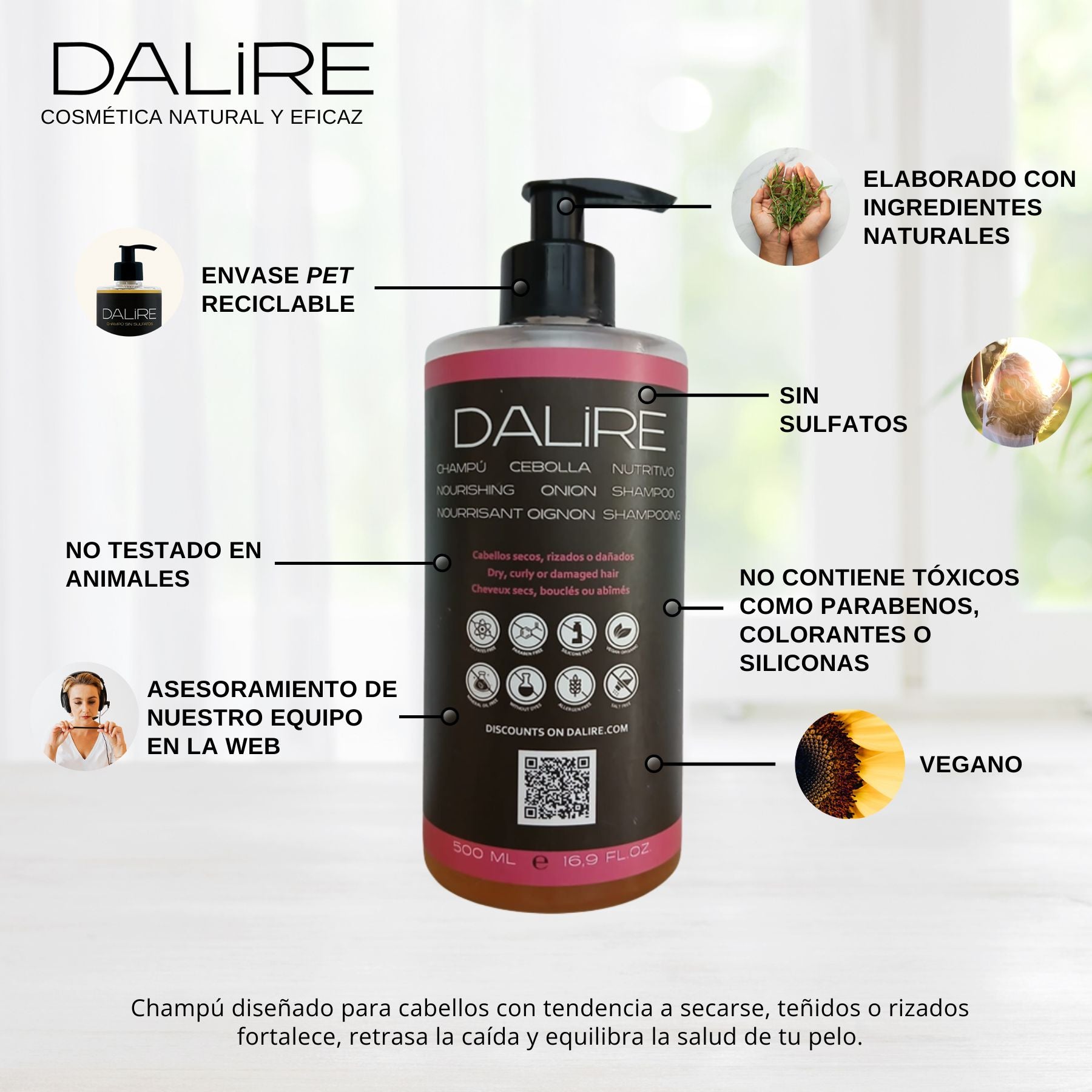 Champú Sin sulfatos NUTRITIVO Extracto CEBOLLA - 500ml