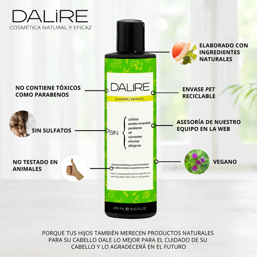 Champú infantil sin sulfatos - 250 ml Dalire Cosmetics